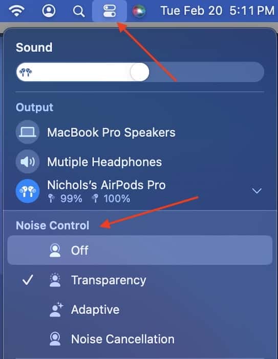 Noise Cancellation AirPods Pro Change Output Mac
