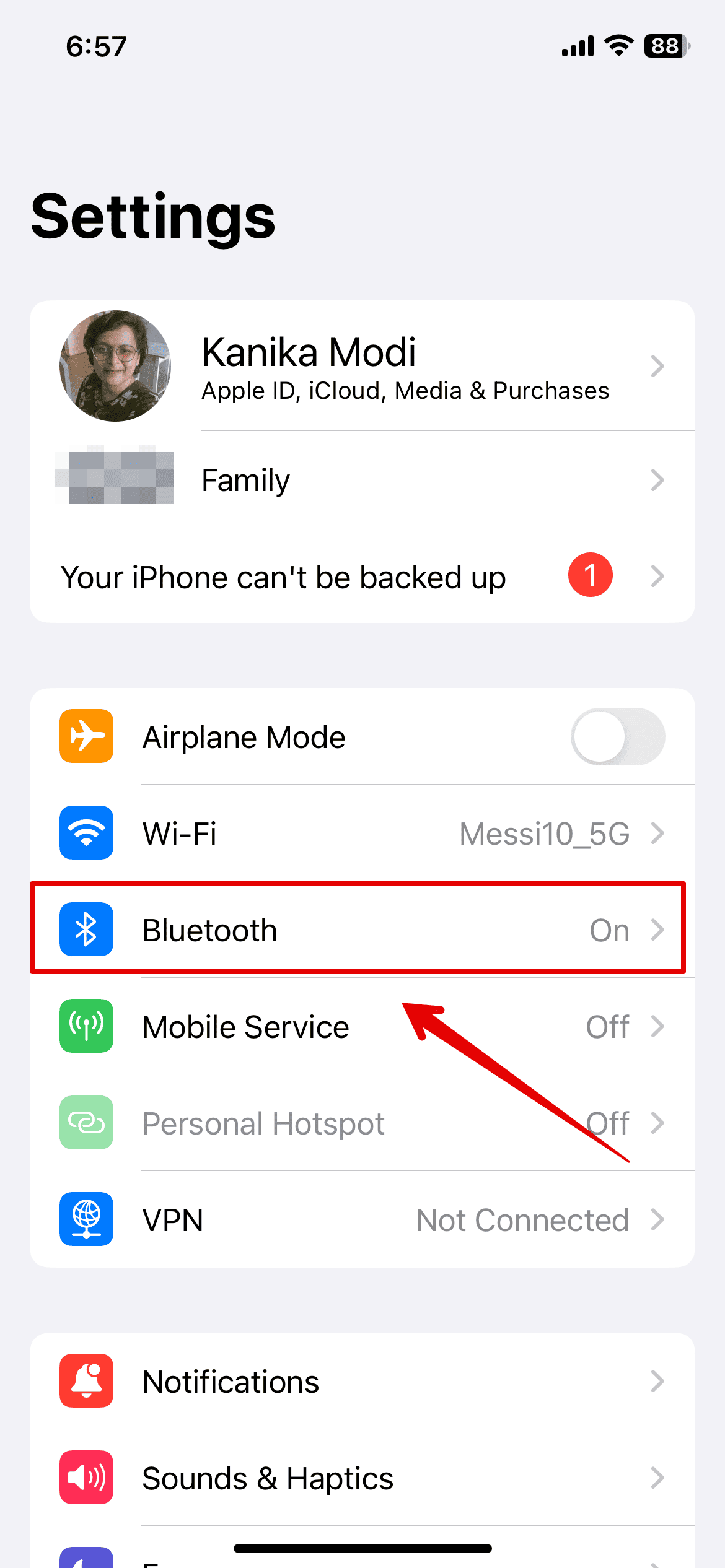 Open Bluetooth from settings