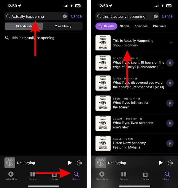 Search for the Podcast in the Podcasts app