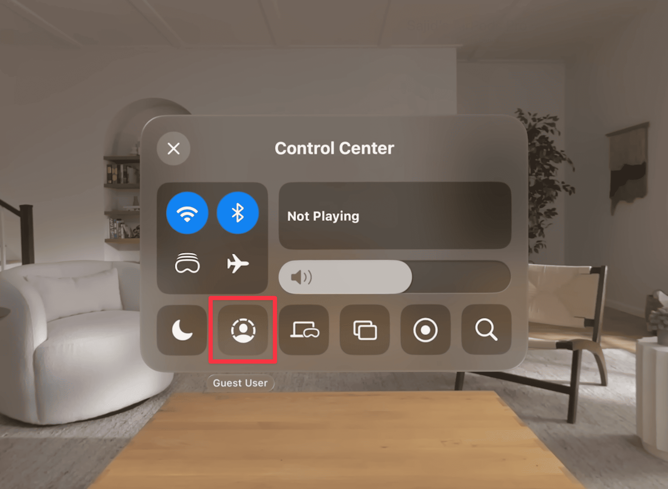 Select Guest User from the Control Center