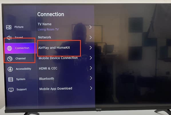 The AirPlay and HomeKit Settings in Hisense System Settings