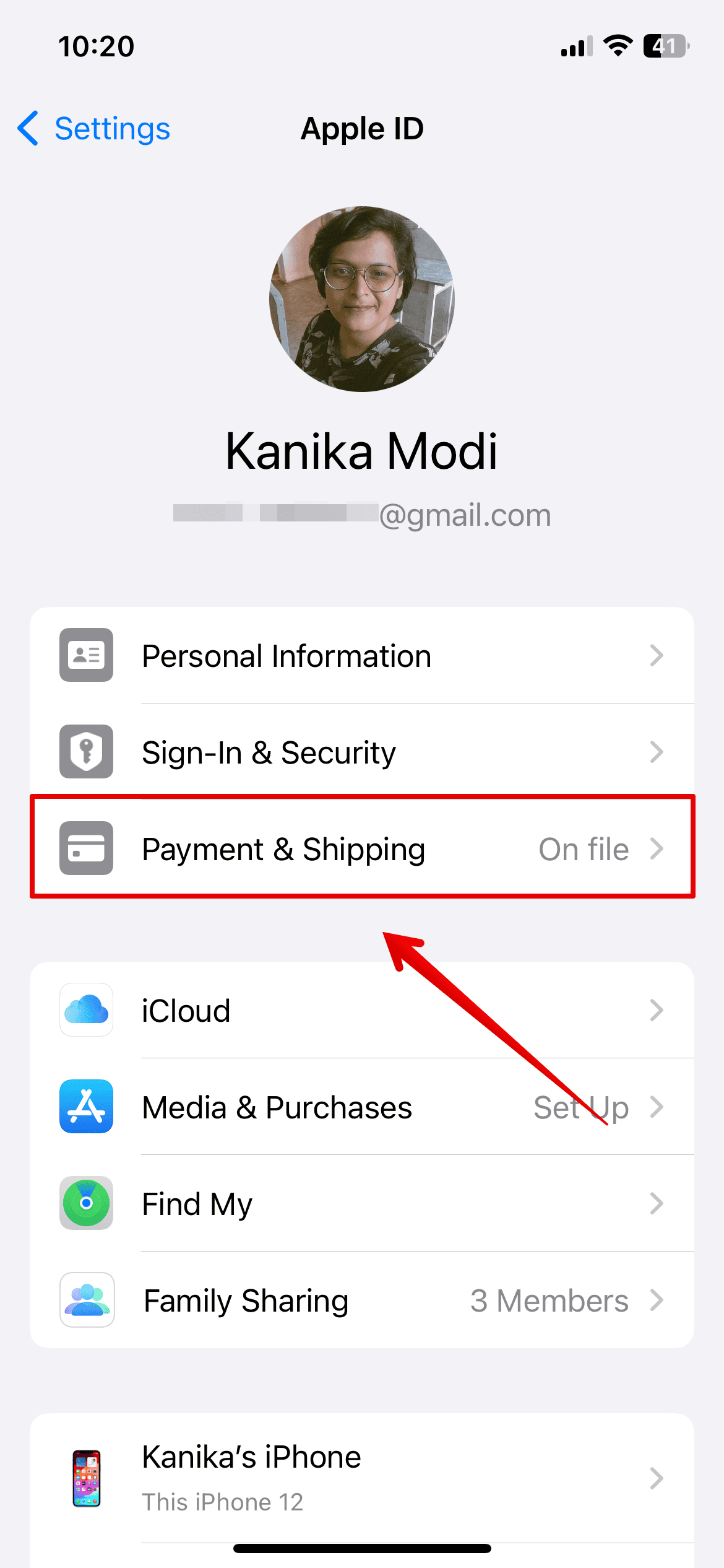 Tap on Payments and Shipping