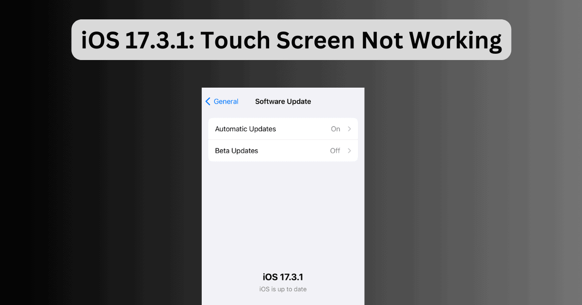 iOS 17.3.1: How to Fix Touch Screen Not Working
