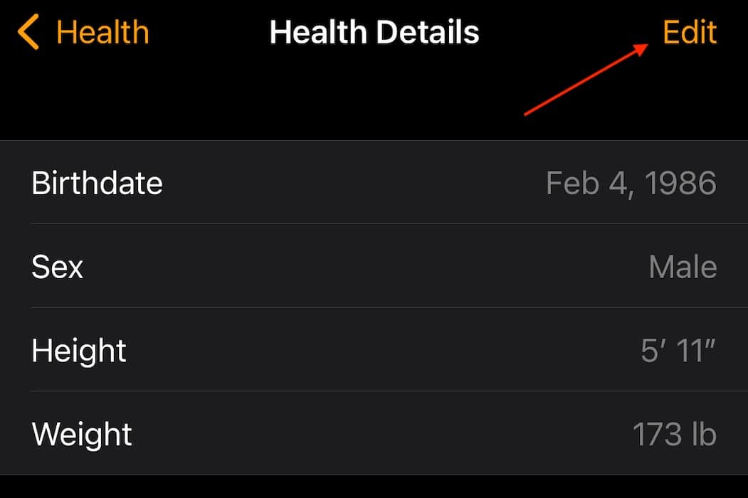 apple watch calories burned accuracy Tap Edit