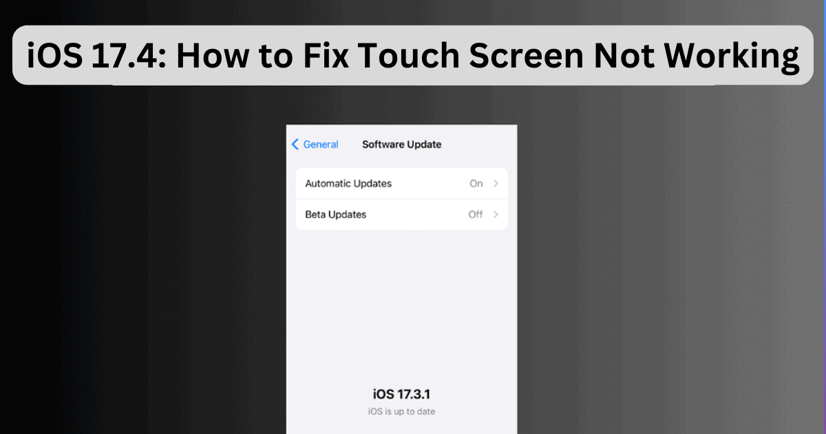 iOS 17.4: How to Fix Touch Screen Not Working