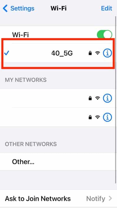 The Wi-Fi Connection on iPhone