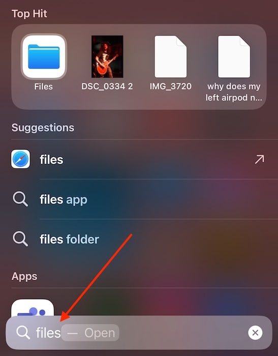 my block folder iOS files Search Files
