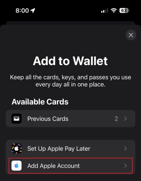 Open Apple Card in Wallet App