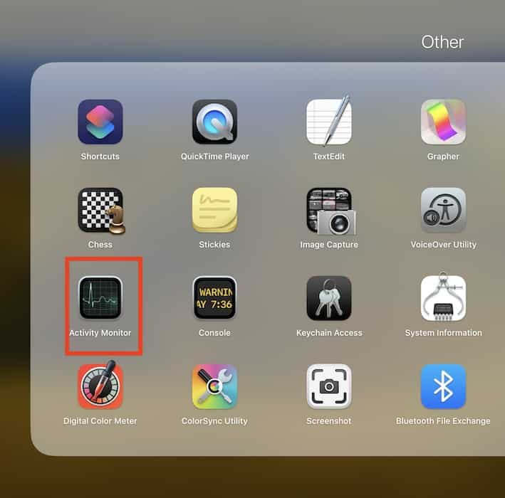 Opening Activity Monitor on Other Folder of Mac