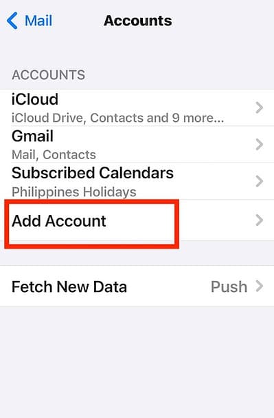 Adding an Email Address to Mail App