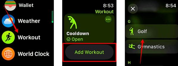 Add Golf to the Workout App