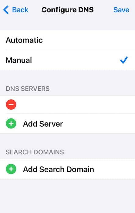Configuring DNS Server Settings on iOS Device