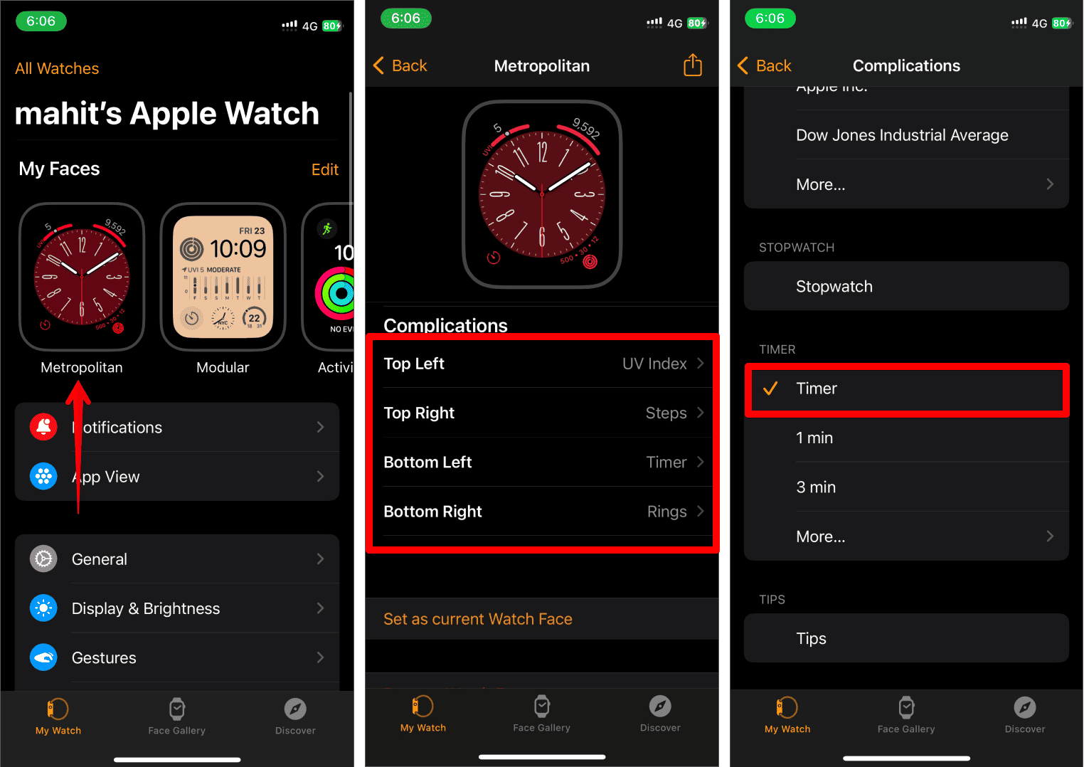 Add the Timer complication in Watch Face in Watch