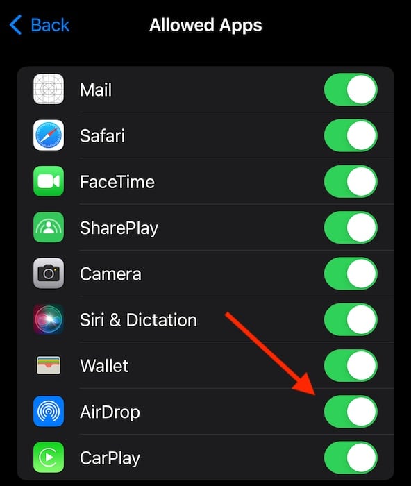AirDrop Not Working iOS 17 Allowed Apps