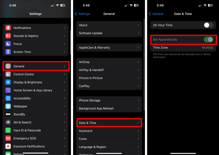 Change Date & Time Settings