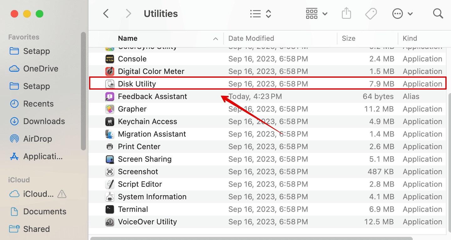Click on Disk Utility