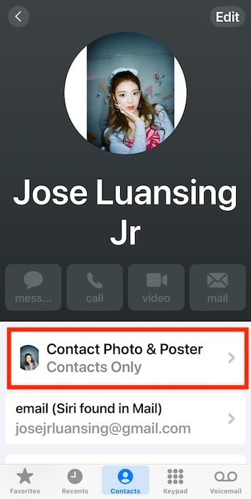 Selecting Contact Photo and Poster iOS My Phone