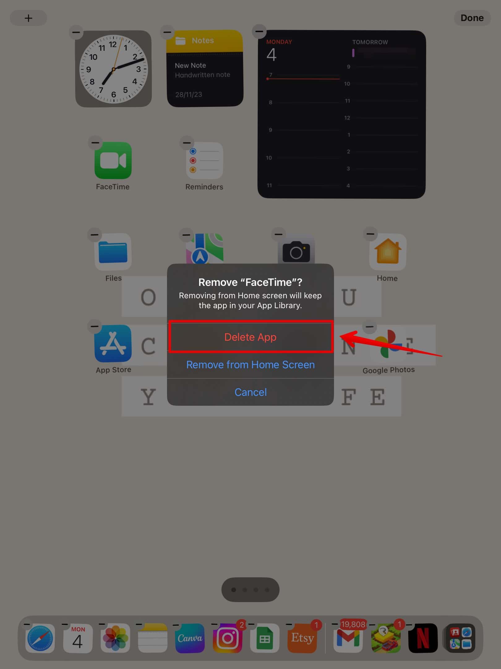 Delete app from iPad