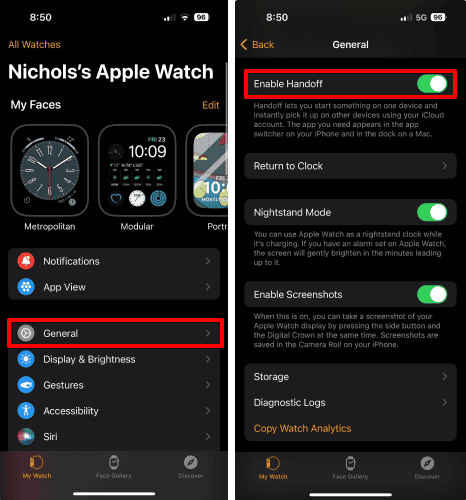 Disable Handoff for Apple Watch