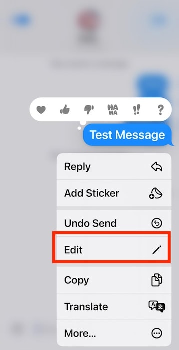 Clicking Edit an iMessage Chat