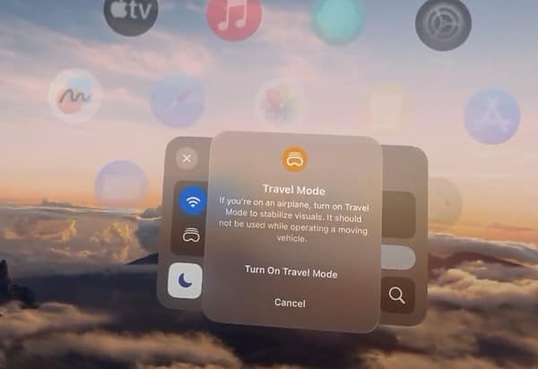 Enabling Travel Mode on Apple Vision Pro