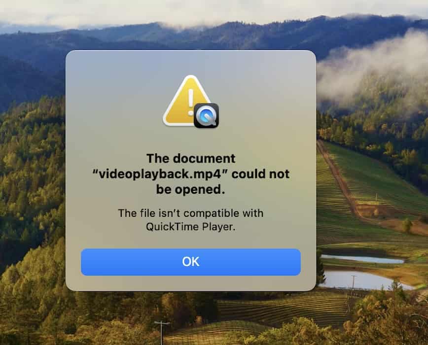 Error Saying File is Not Compatible With QuickTime Player