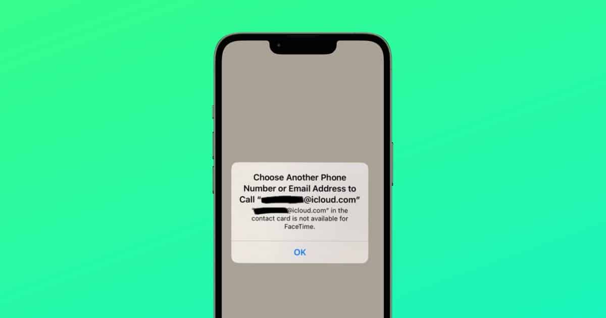 Fixed Choose Another Phone Number or Email Address To Call in FaceTime