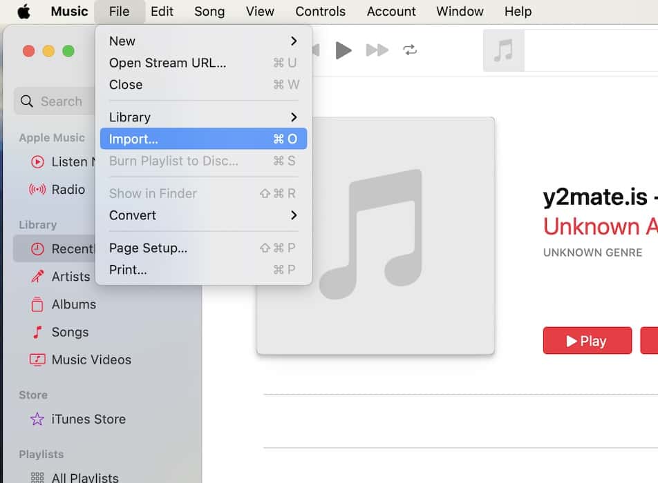 Importing Audio Files on Apple Music