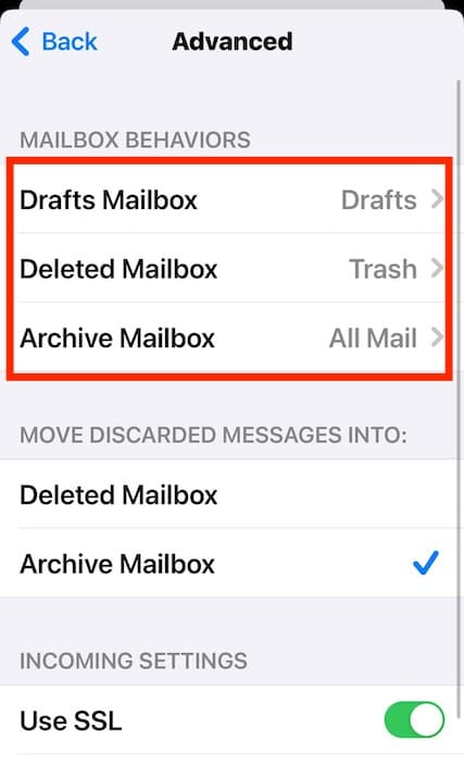 Adjusting the Mailbox Behaviors of Mail App