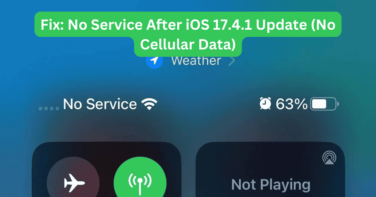 Fix: No Service After iOS 17.4.1 Update (No Cellular Data)