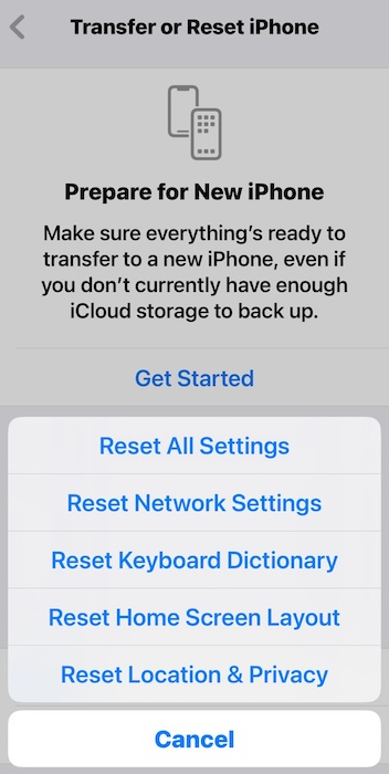 Reset All Settings in iPhone to Factory Reset