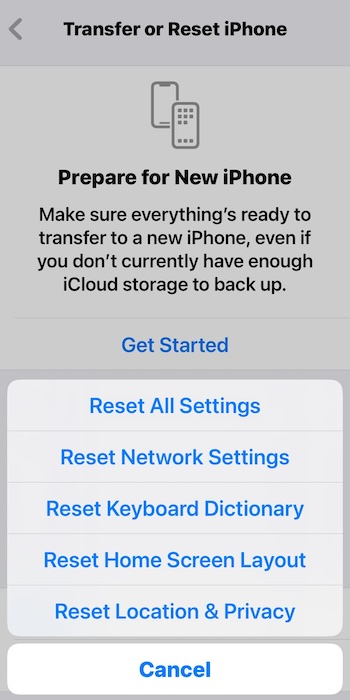 Option to Reset All Settings to Factory Defaults on iPhone