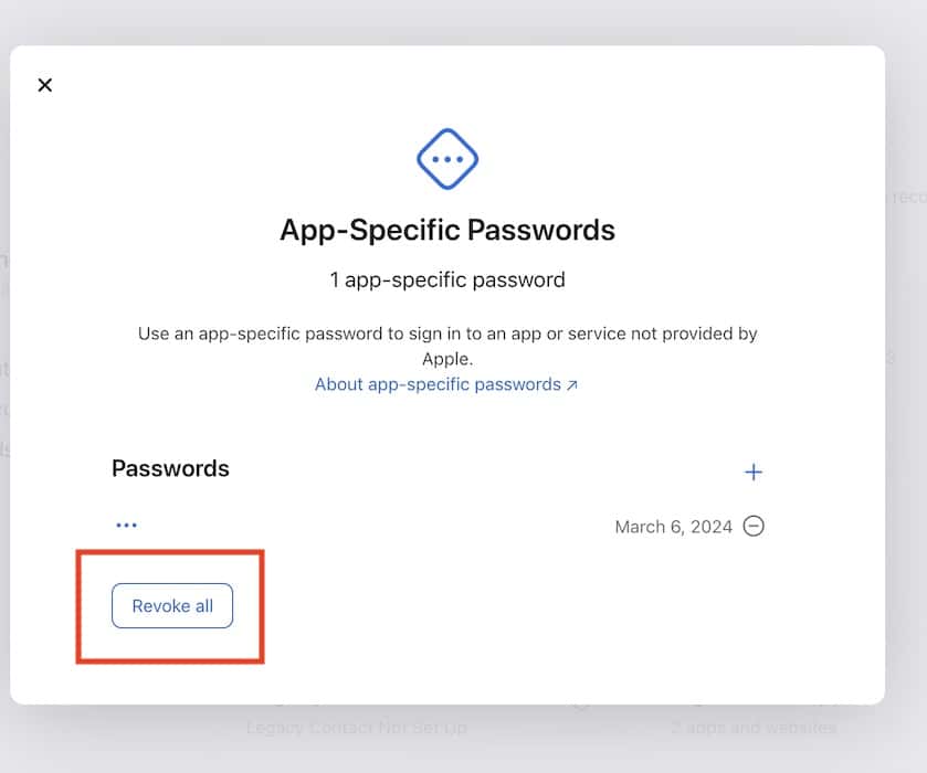 Revoke All App-Specific Passwords in Apple ID