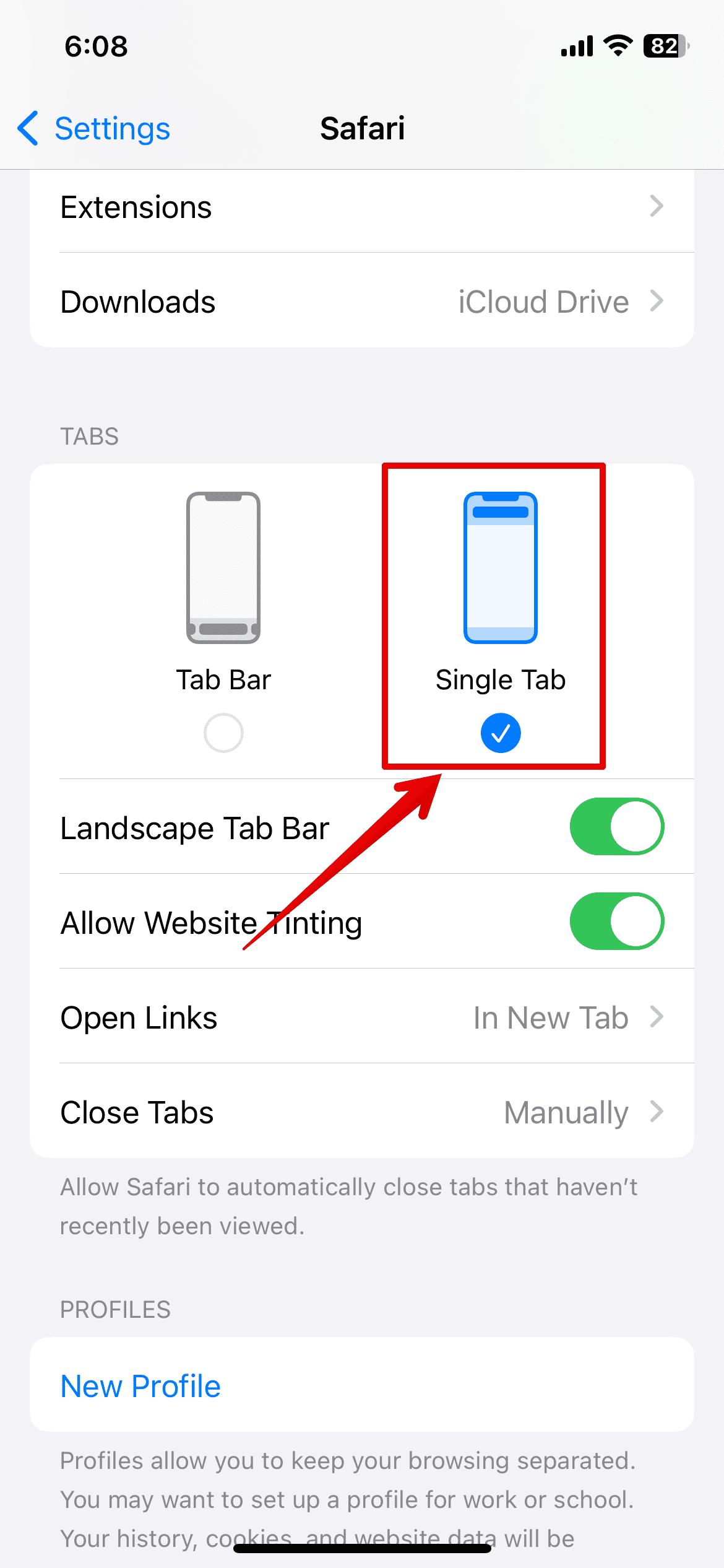 Select Single Tab