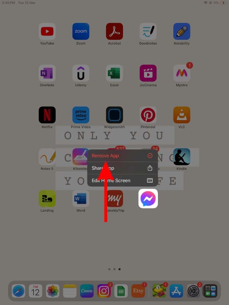 Tap the Remove App option