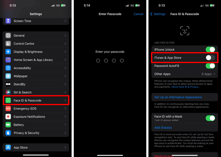 Temporarily Disable Face ID or Touch ID