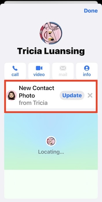 Tapping the Button to Update New Contact Info on Phone