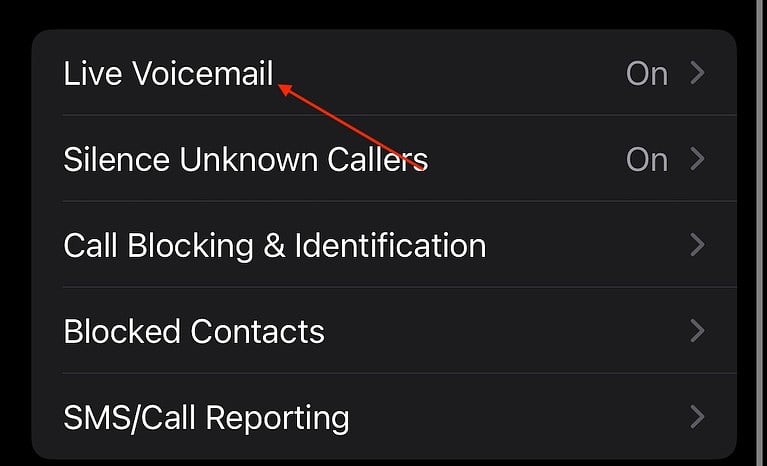 carrier voicemail iPhone Disable Live Voicemail