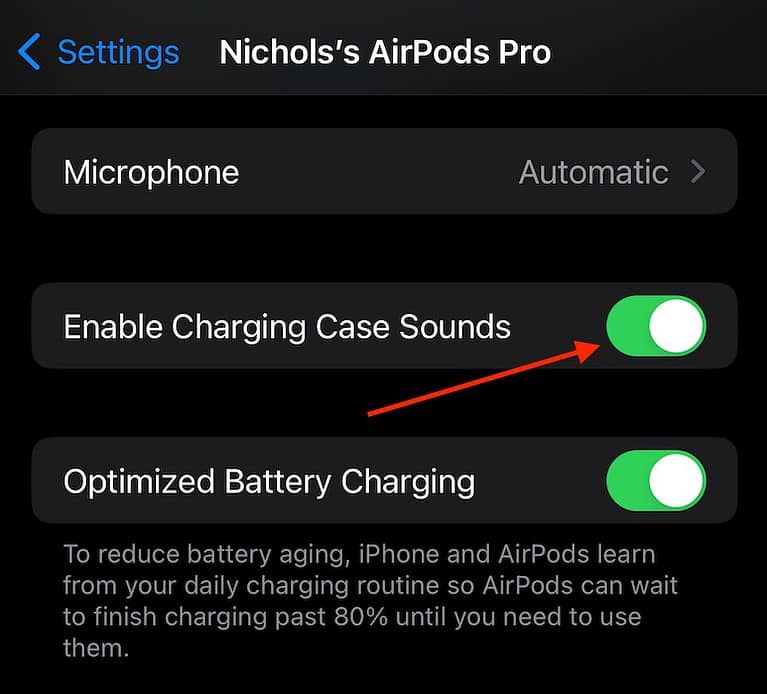 case sound AirPods Pro Enable Charging Case Sounds