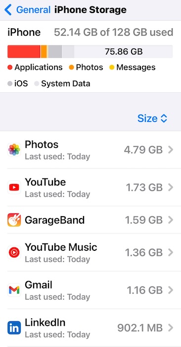 Checking the Available Space on iPhone Storage