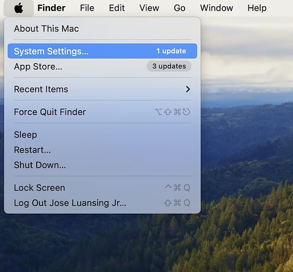 System Settings on macOS Sonoma