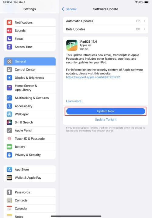 ipad 2 latest update version