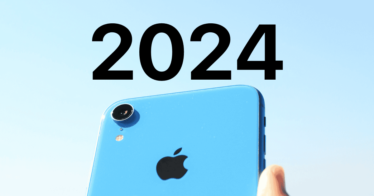 iPhone XR with 2024 spelled on top