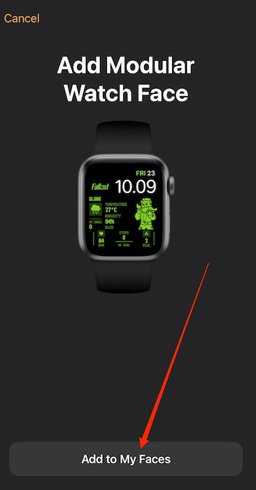 Add Pip-Boy Modular Watch Face in iOS Watch App