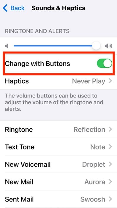 Tapping Change With Buttons Toggle