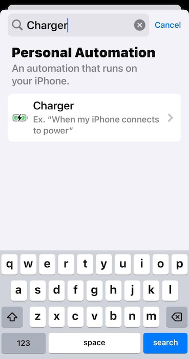 Clicking Charger Automation Shortcuts