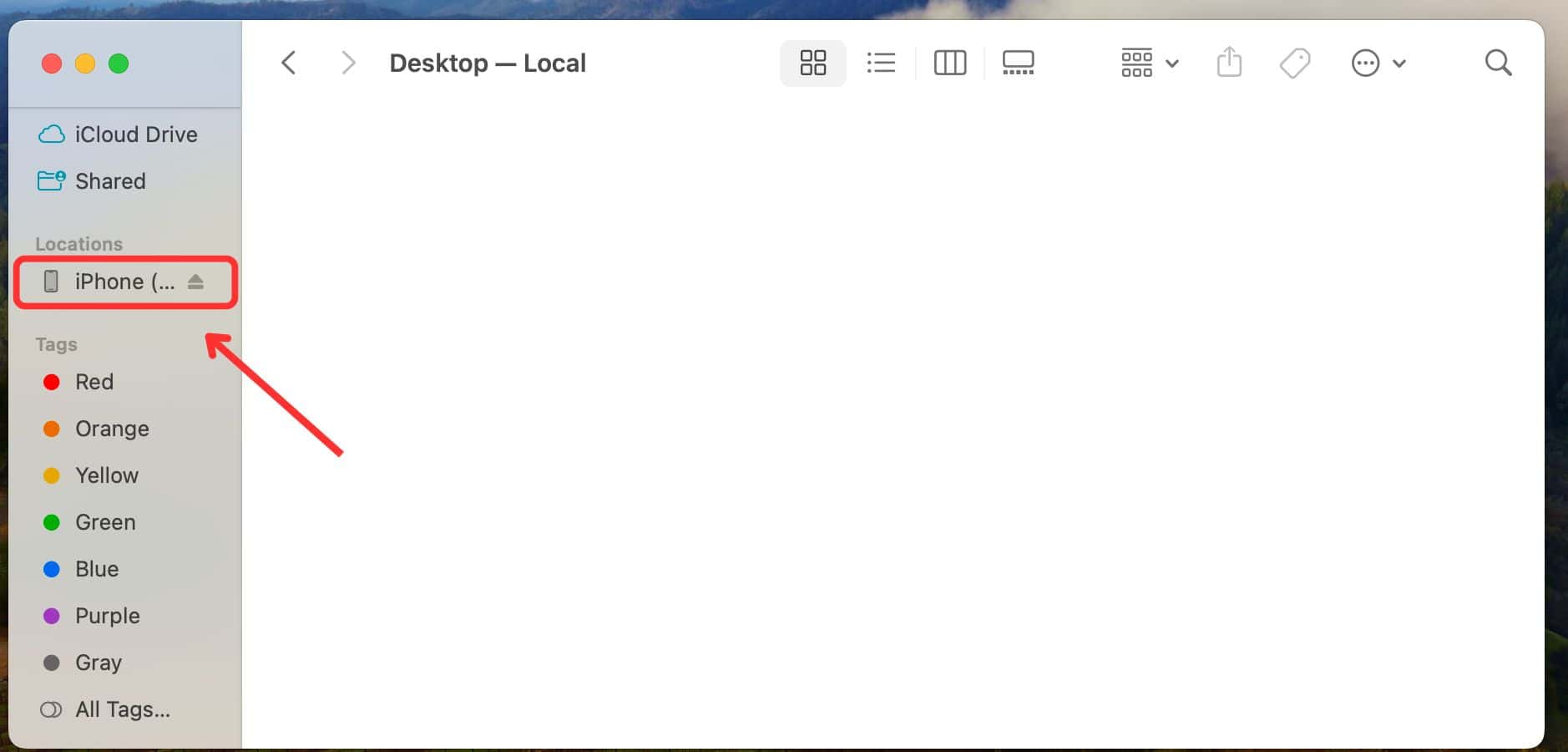 Click on iphone button in finder menu