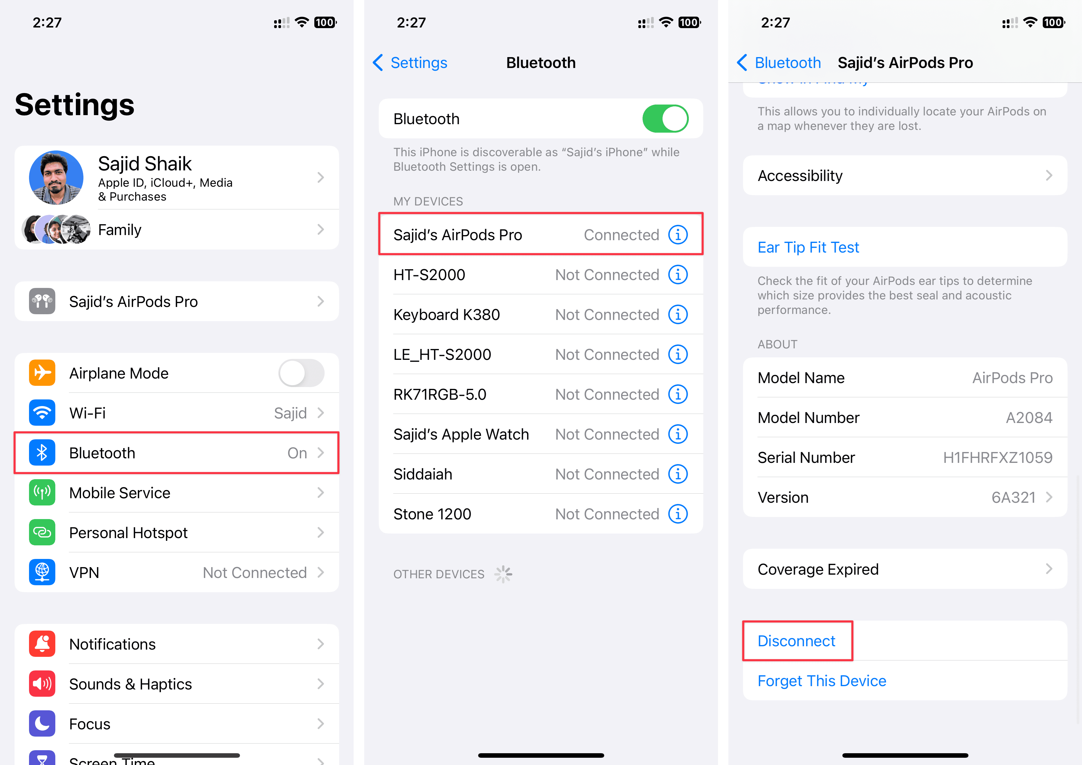 Disconnecting Bluetooth device from iPhone