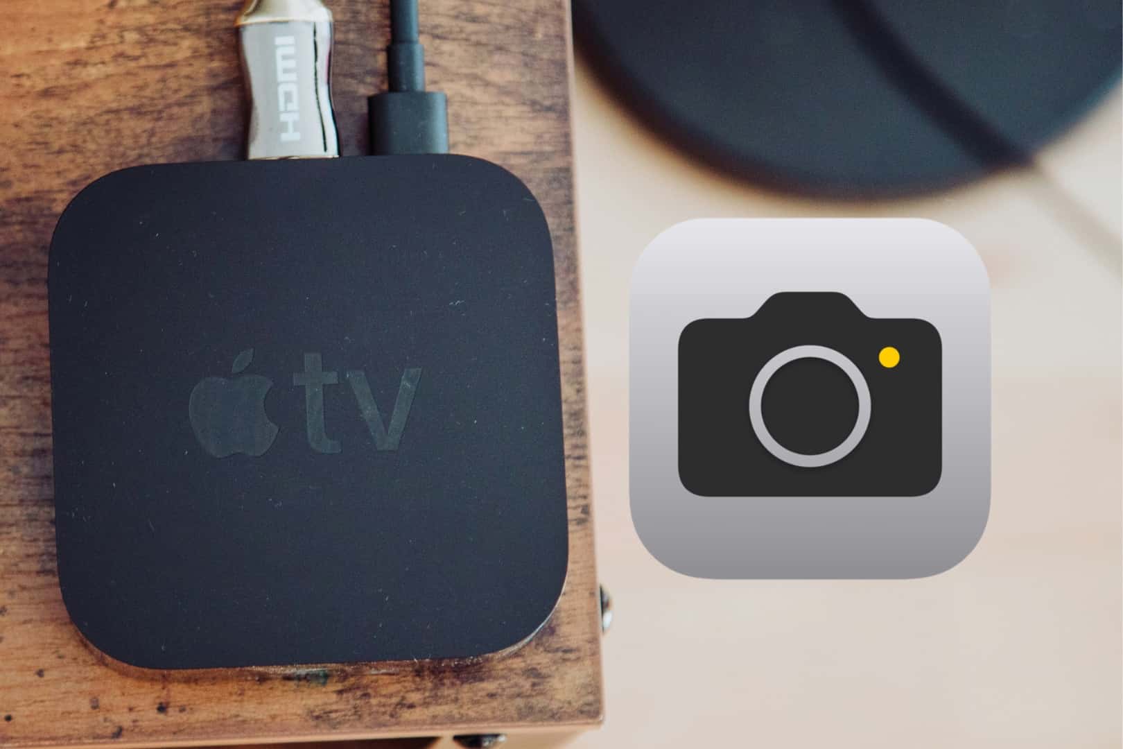 Apple TV with an iOS camera icon