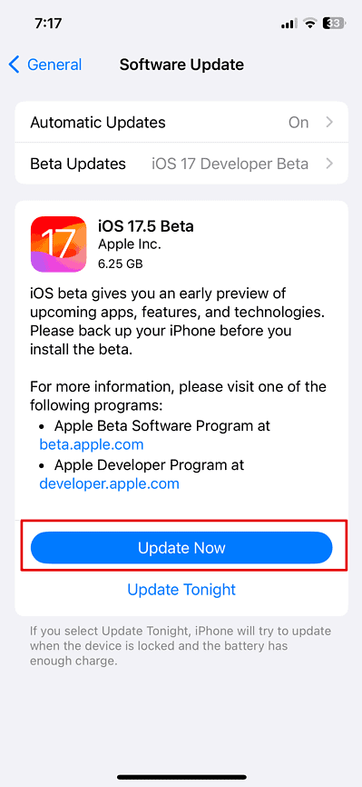 Download iOS 17.5 Beta